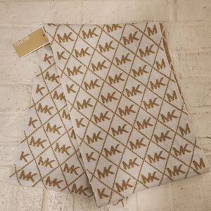 Michael Kors White and Gold Infinity Scarf * See Pic For A Flaw*